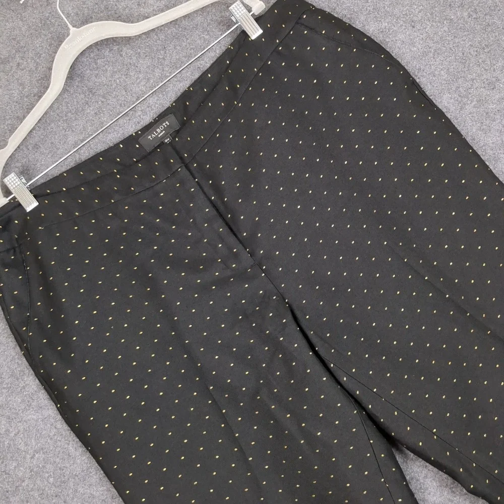 Talbots Woman Black Gold Polka Dot Embroidered Ankle Dress Pants Plus Size 16W - Picture 1 of 14